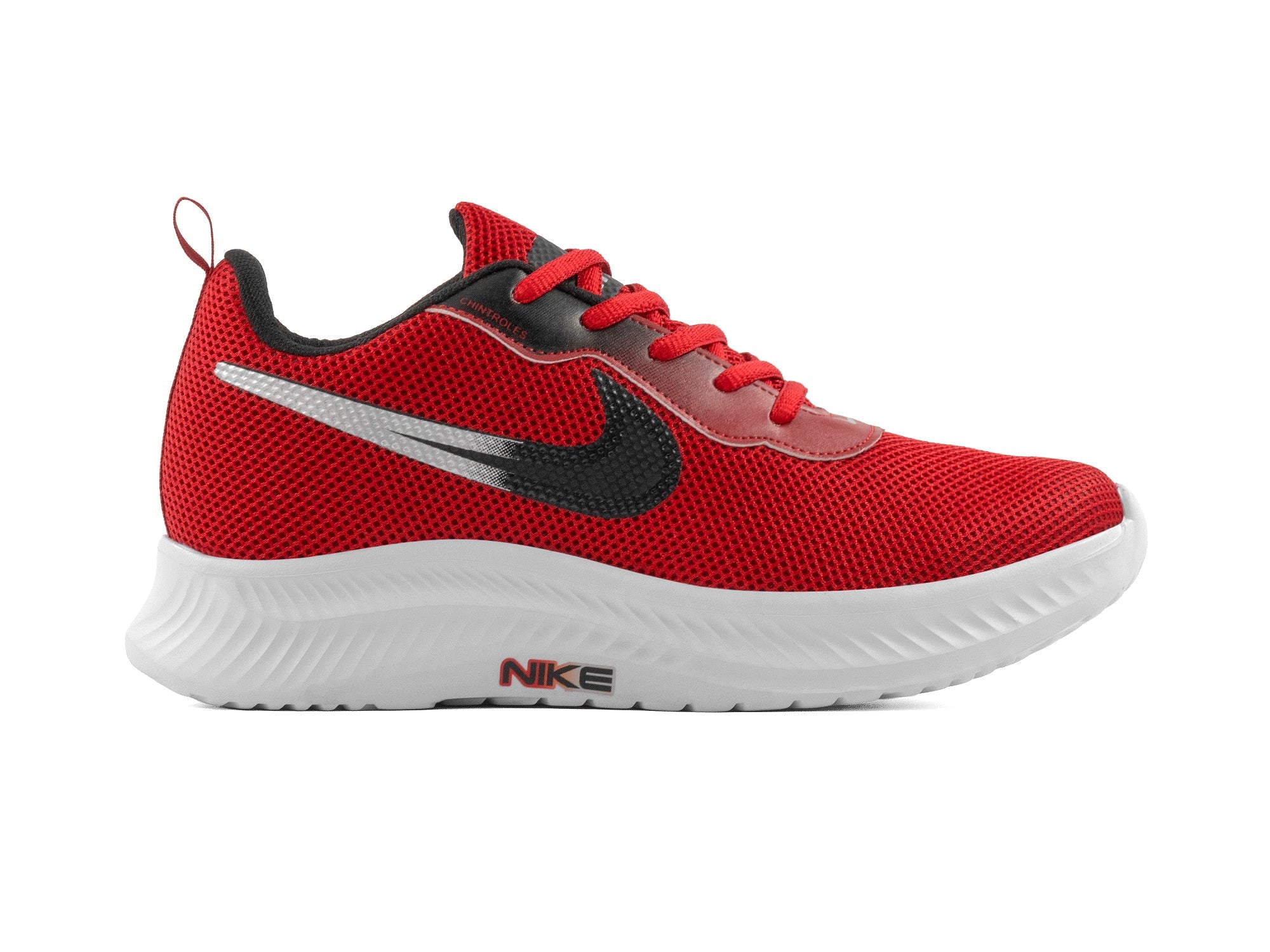 Tenis 026 Rojo Negro Plata