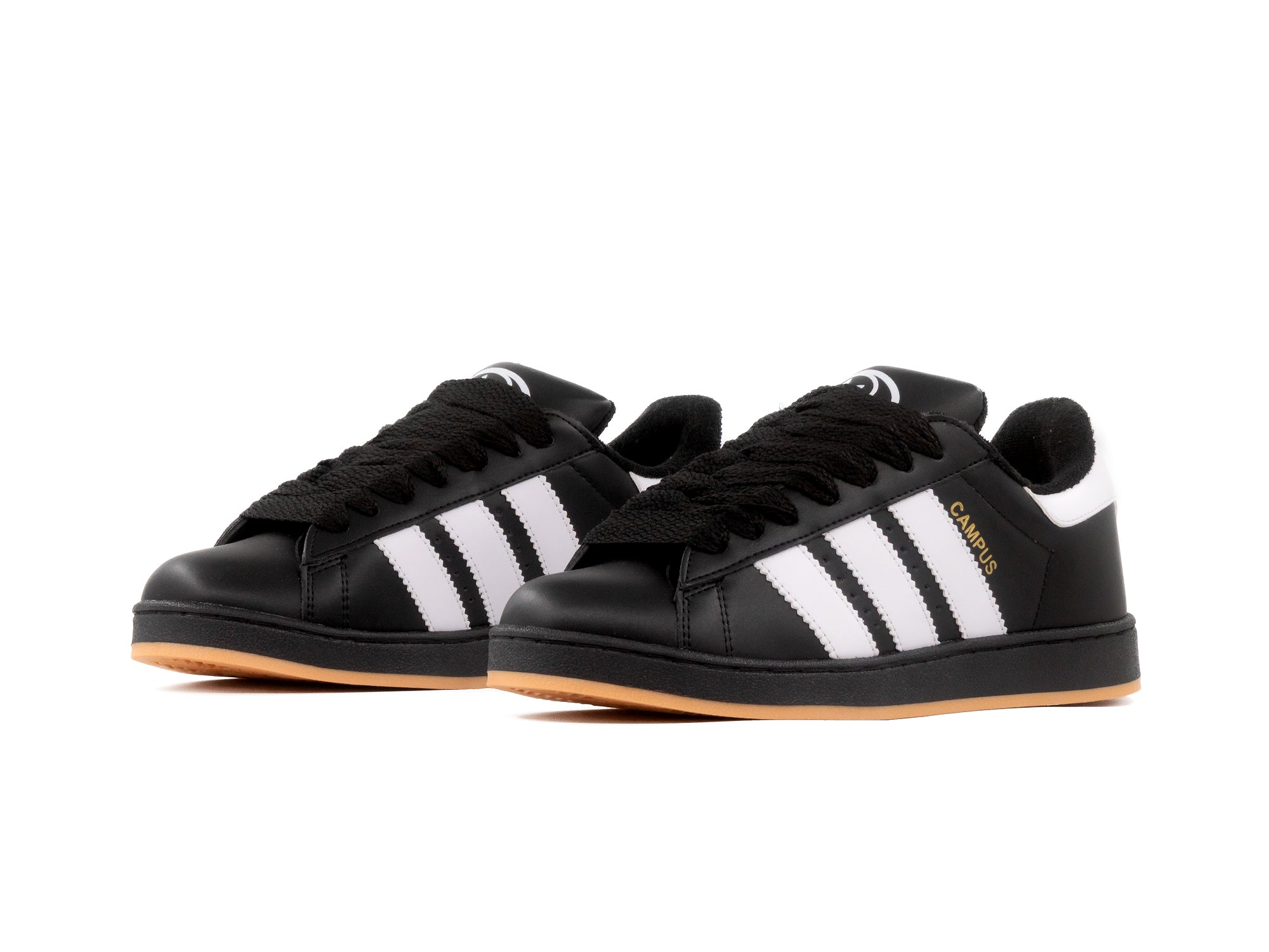 Tenis Campus Negro Blanco Suela Negra