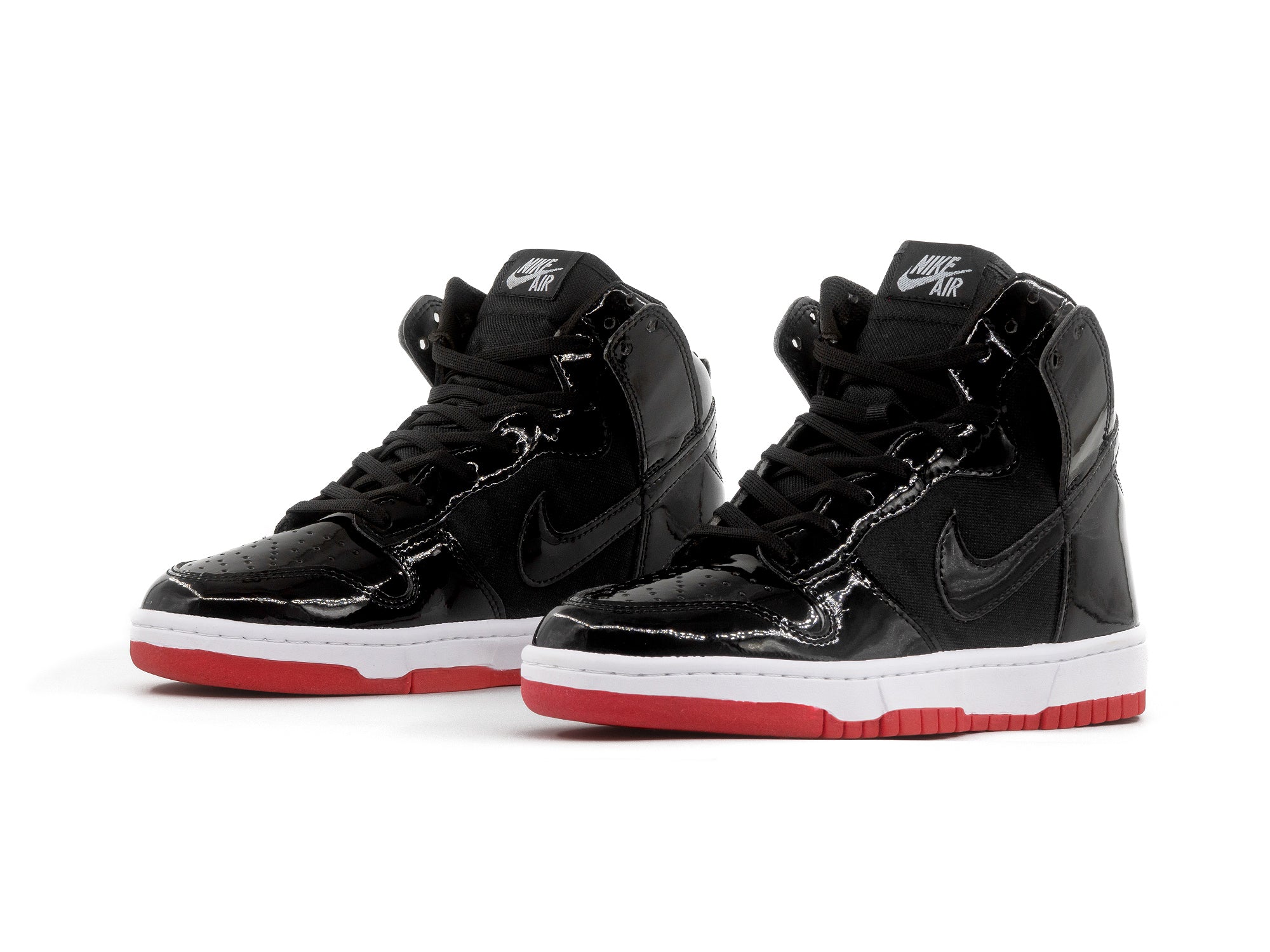 Tenis Dunk Bota Charol Negro Suela Roja