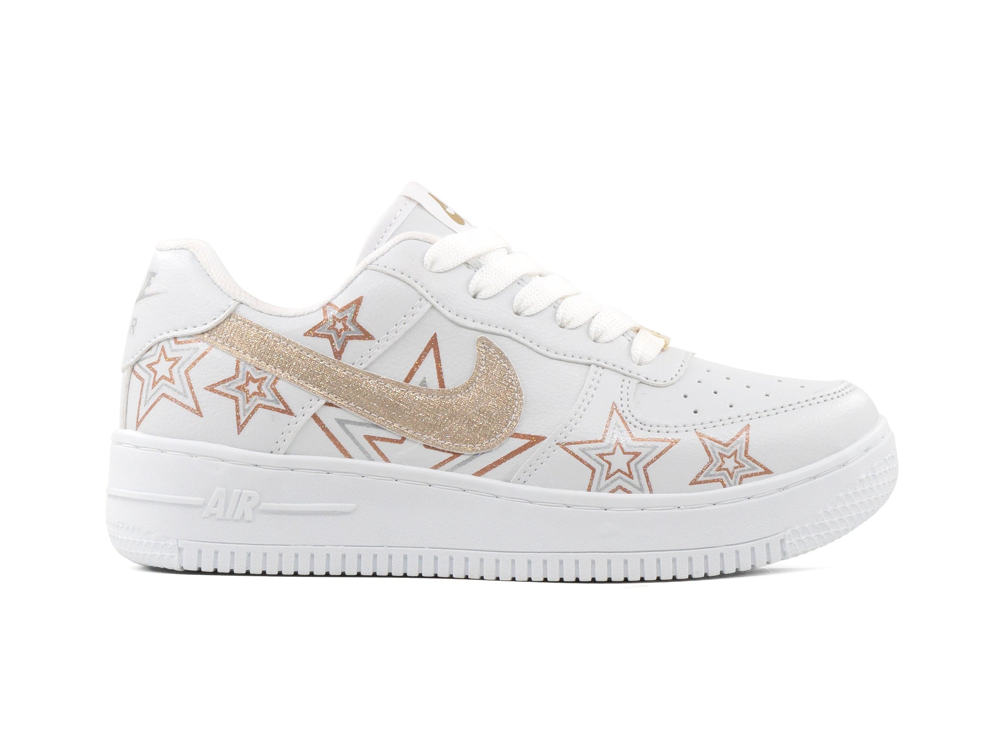 Tenis Estrella Blanco Oro Oro