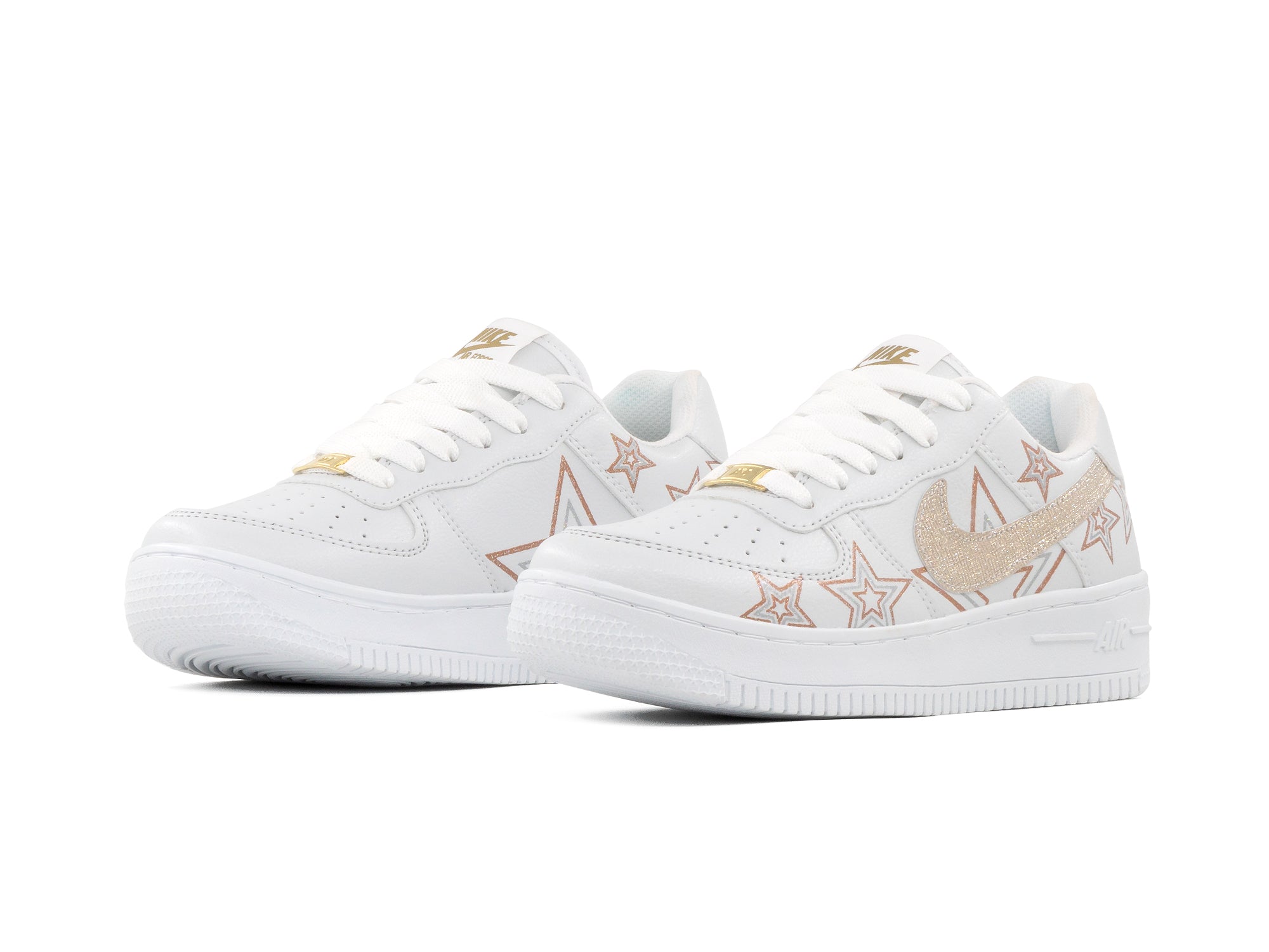Tenis Estrella Blanco Oro Oro