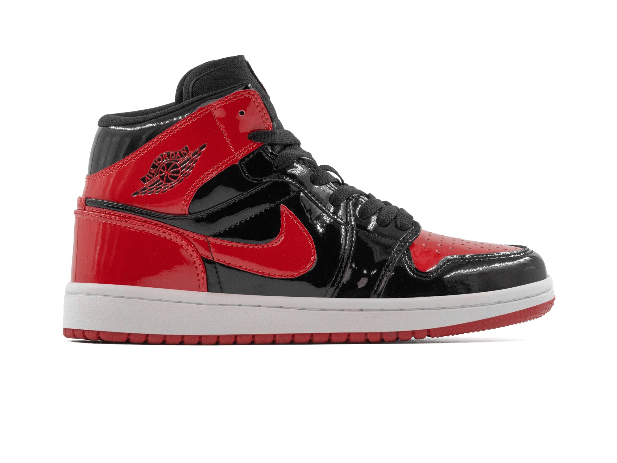 Tenis Retro 1 Charol Negro Rojo