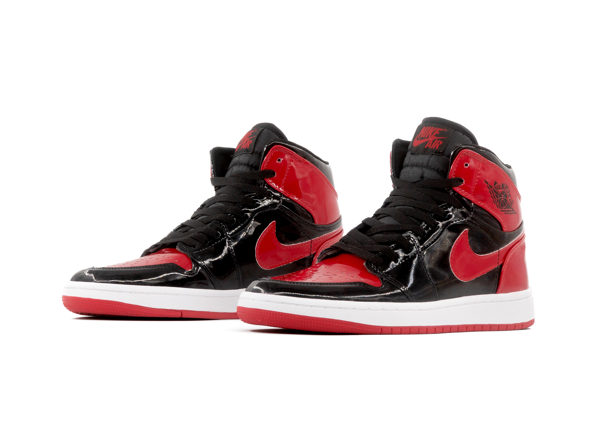 Tenis Retro 1 Charol Negro Rojo