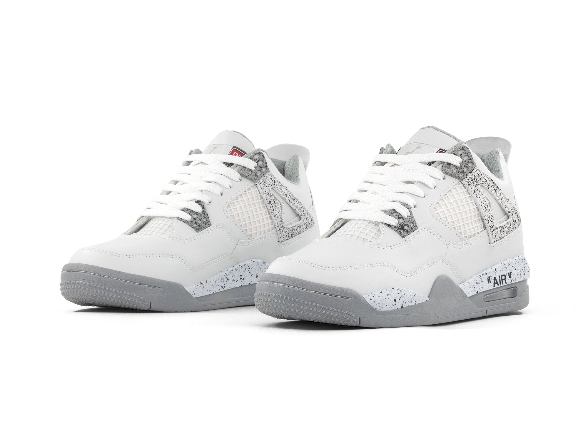 Tenis Retro 4 Blanco Gris Jaspeado