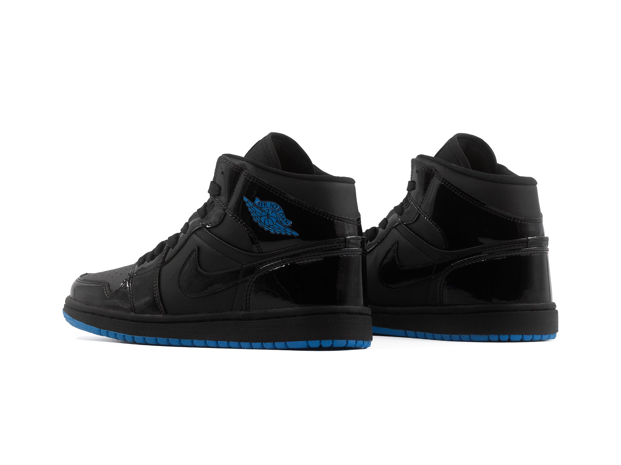 Tenis Retro 1 Charol Negro Suela Turquesa