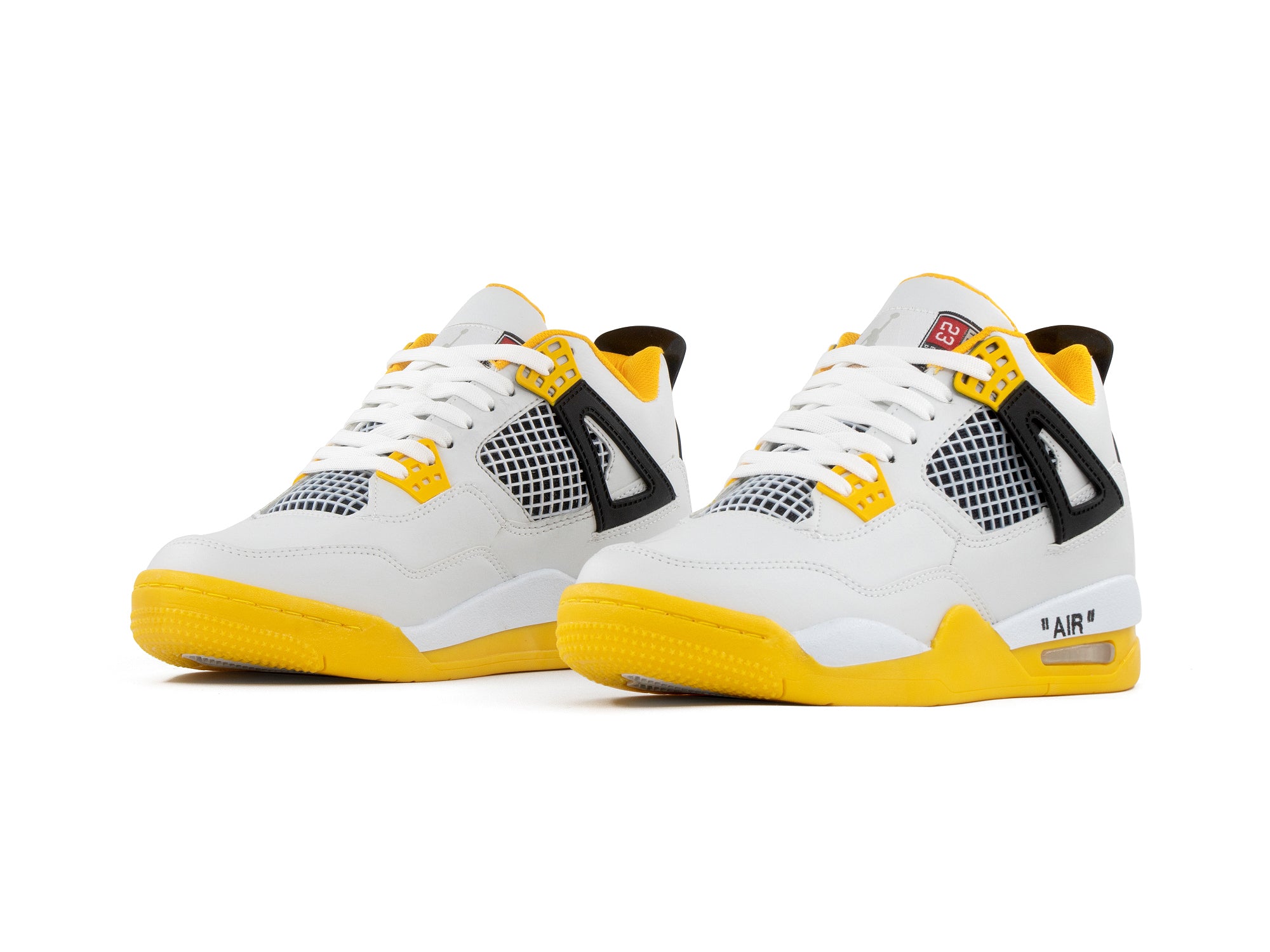 Tenis Retro 4 Blanco Gris Amarillo