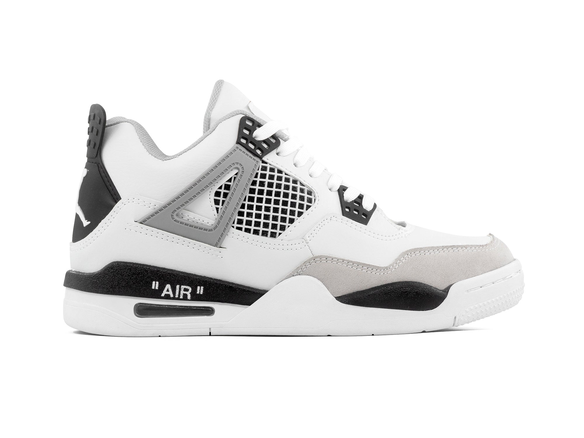 Tenis Retro 4 Blanco Gris Negro