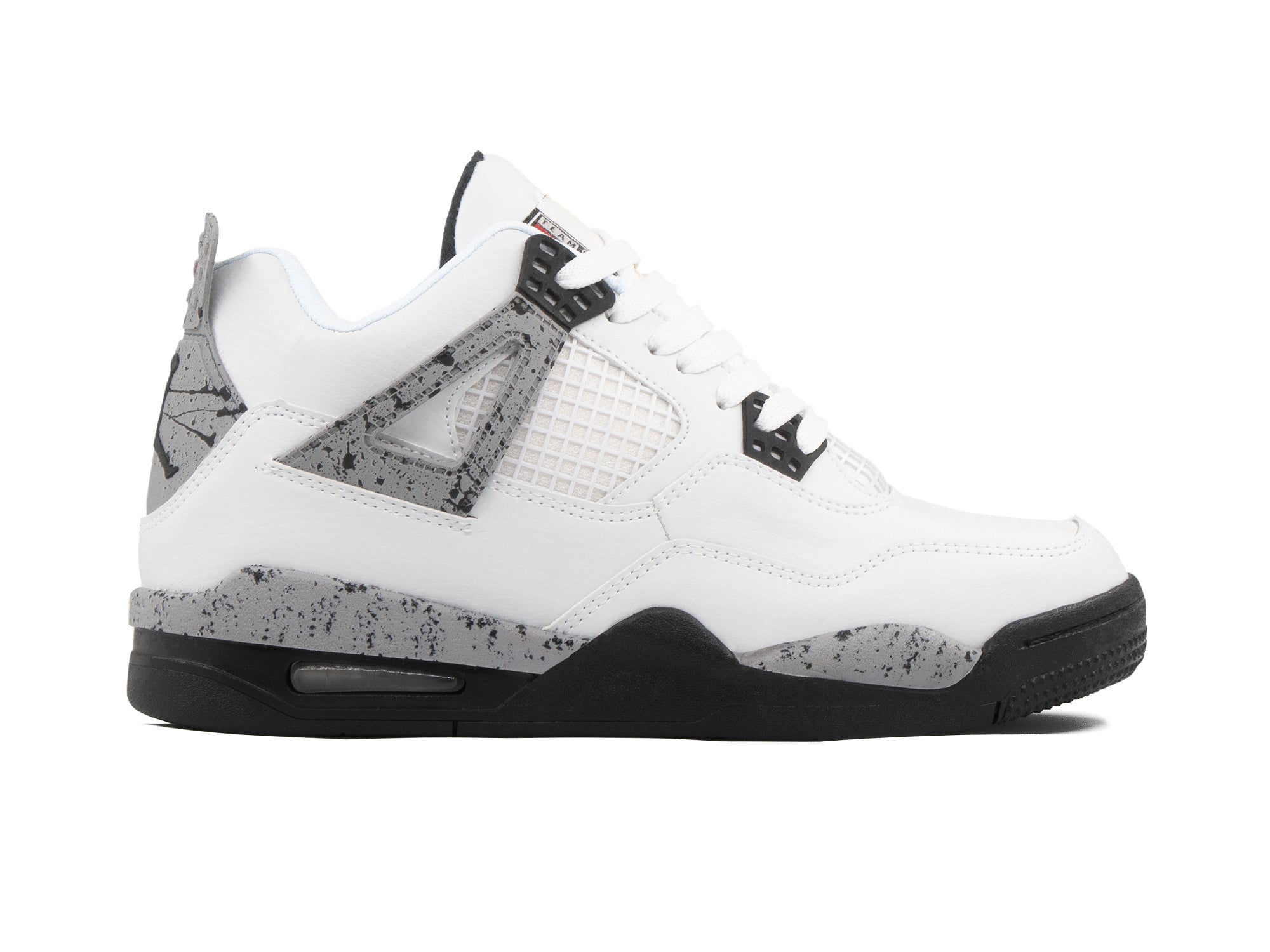 Tenis Retro 4 Blanco Negro Jaspeado