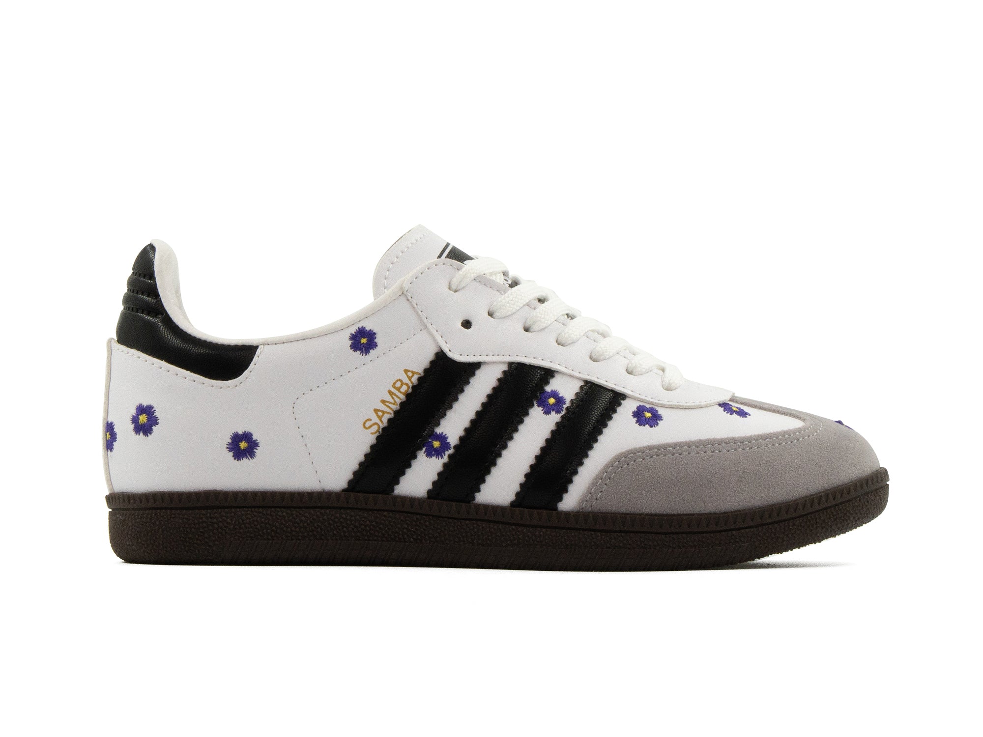 Tenis Samba Blanco Negro Flores
