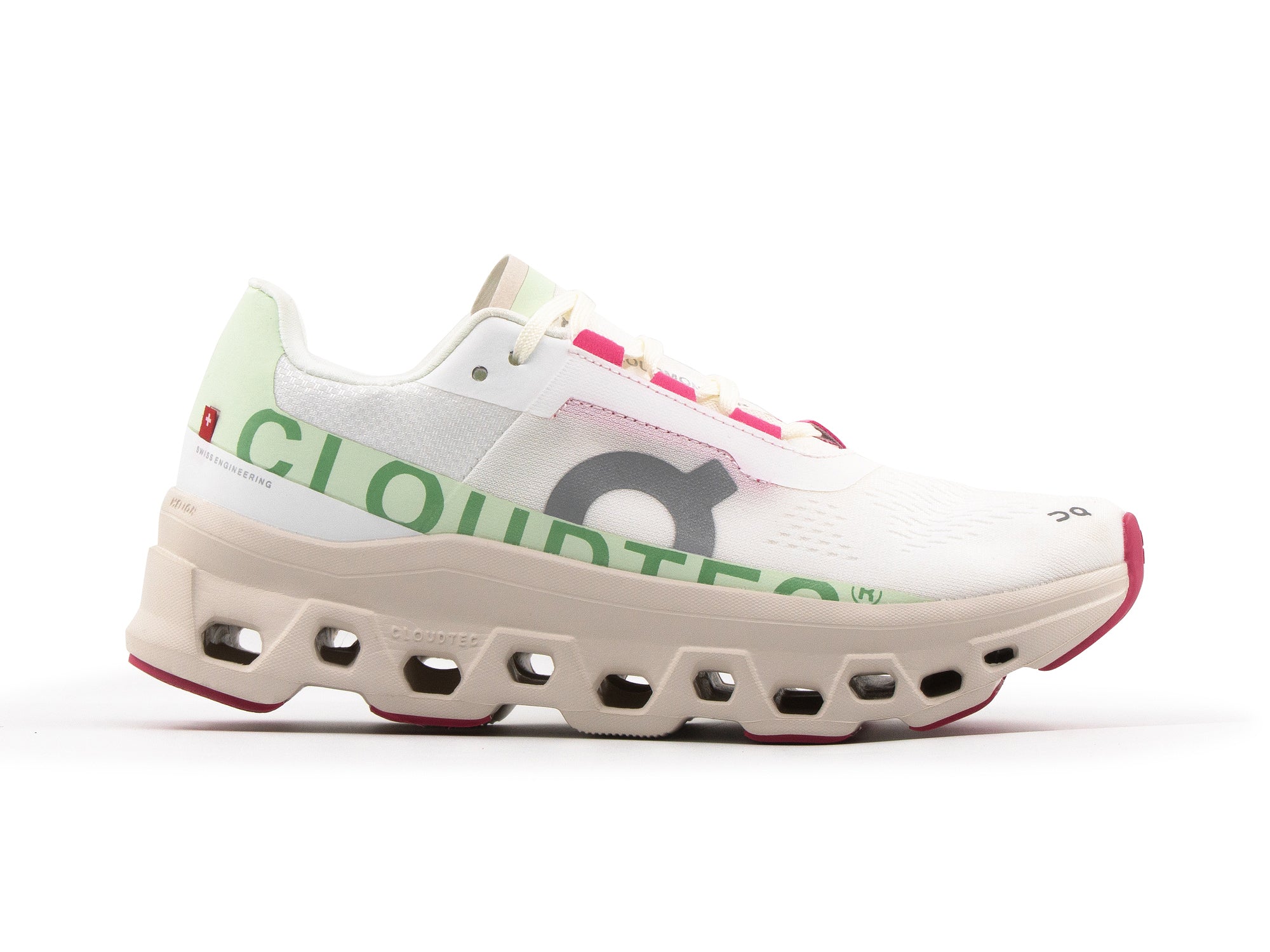 Tenis On Cloud Monster Blanco Lima Rosa Importado