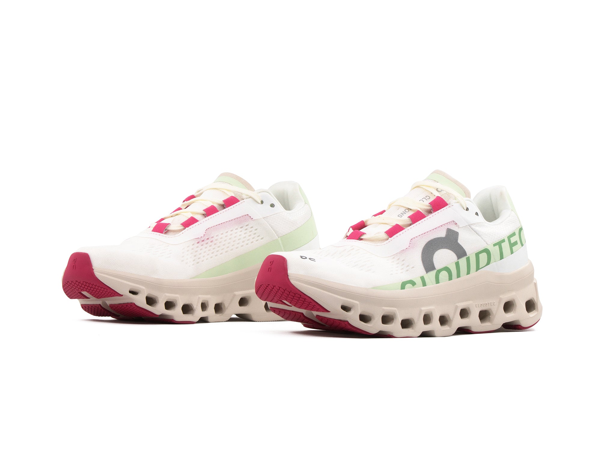 Tenis On Cloud Monster Blanco Lima Rosa Importado